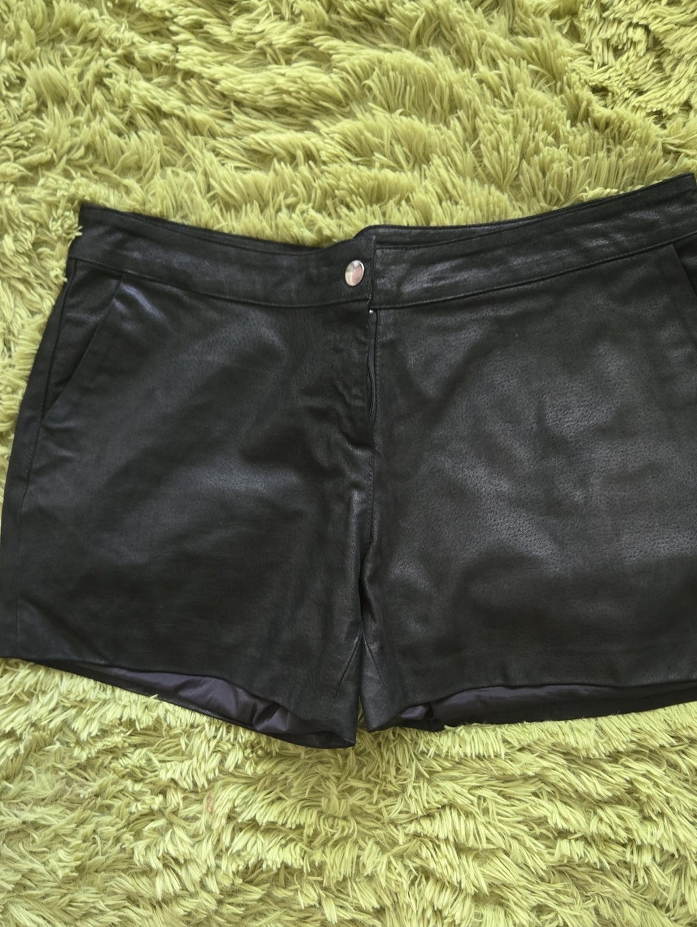 Black Real Leather Women's Shorts